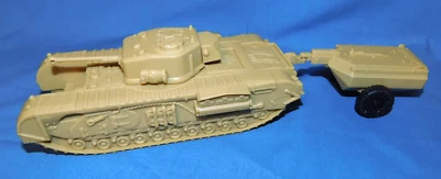 Tanque Churchill británico CTS WWII con remolque lanzallamas, plástico duro, bronceado 1/38 Foto 1 de 3