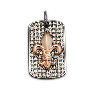 FLEUR DE LIS BLACK RHODIUM 925 STERLING SILVER BIKER GOTHIC CHARM PENDANT VL-01 - Picture 1 of 3