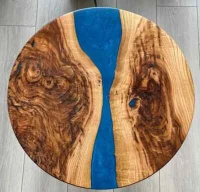 Blue River Epoxy Coffee Table Top, Wooden Epoxy Center Table Top, Modern Decor - Image 1 of 4