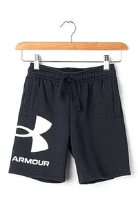 Boys Under Armour Rival Fleece Big Logo Shorts Black Sweat Shorts NEW - Picture 1 of 3