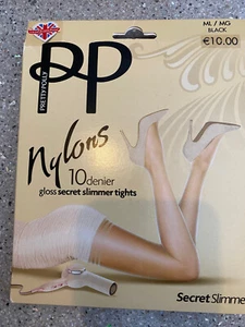 Pretty Polly BLACK 10 Denier MEDIUM Gloss Secret Slimmer Tights Medium Control - Picture 1 of 3