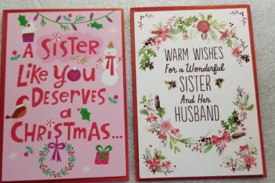 Sister + Sister & Husband Christmas Cards Hallmark Greetings 2 Cards  - Image 1 of 4