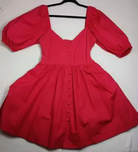 Anthropologie Maeve Puff-Sleeved Sweetheart Corset Red Mini Dress Size M - Picture 1 of 11