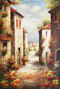 Tuscan Village #18,  36x24 -100% Hand painted Oil Painting on Canvas - Picture 1 of 6