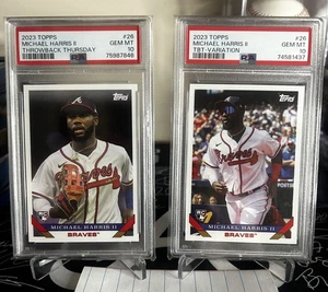 2023 Topps Throwback Thursday MICHAEL HARRIS II Base & Photo Variation RC PSA 10 - Picture 1 of 2
