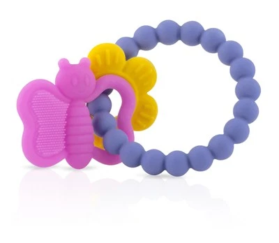 Nuby Chewy Charms Baby Teether for Girls Flexible Silicone Teether Ring 1 Count - Image 1 of 3