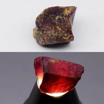 💎 Rubí rojo púrpura natural áspero de 12,82 quilates 15x11 mm - sin calefacción, gema de Madagascar Foto 1 de 4