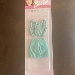 Barbie 1999 Fashion Favorites türkis blau Top weiß rosa Blumen passende Shorts - Bild 1 von 8