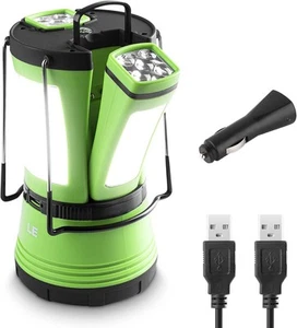 LE LED Camping Lantern Rechargeable, 600LM, Detachable Flashlight, Green - Picture 1 of 8