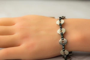 Pulsera 1067 de acero inoxidable y negra para hombre - 8,5” audaz, pesada, estilo alfa - Imagen 1 de 7