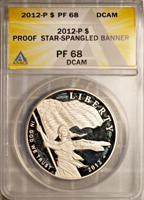 2012-P $1 Silver Star-Spangled Banner Dollar PF68DCAM ANACS # 7351503 + Bonus - Image 1 of 2