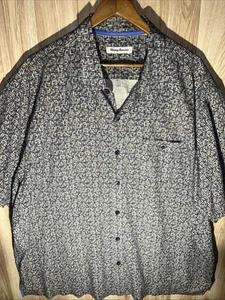 Tommy Bahama Hawaiihemd Herren 2XLB grau blau geometrisch Seide 2XB - Bild 1 von 8