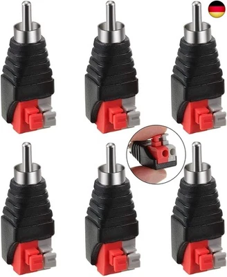 Greluma 6 Stk RCA Cinch zu Lautsprecher Kabeladapter Subwoofer Lautsprecher - Bild 1 von 4