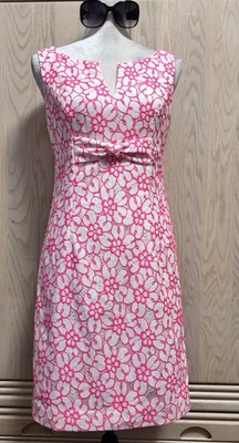 Lilly Pulitzer Daena Fiesta 粉色尼龙无袖连衣裙 6 码 二手状况完好。 — 第 1/4 张图片