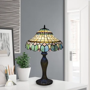 Large Tiffany Style Table Lamp 16 Inch Stained Glass Shade Home Decor UK - Picture 1 of 16