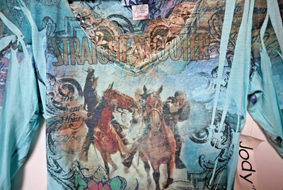 Vintage Lace Cowboy Horses Blouse XL Jody NEW - Image 1 of 4