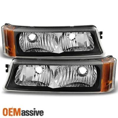 Fit 2003-2006 Chevy Silverado Black Bumper Signal Parking Lights Lamps L+R - Image 1 of 3
