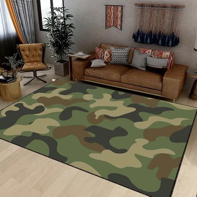 Camouflage Area Rug, Camo Rug, Army Home Decor, Soldier Home Rug, Camouflage - Image 1 of 4