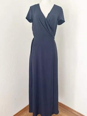Aritzia Babaton Wrap Dress Womens XS Navy Midi Wedding guest Career Minimalist - Image 1 of 4