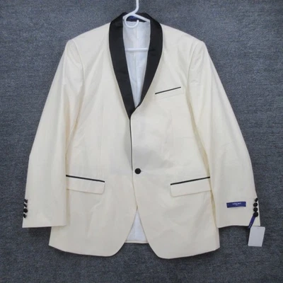 Statement Italy Tuxedo Blazer Mens 40R Off White Ivory Formal Dress One Button - Image 1 of 4