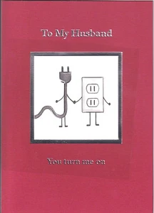 PAPYRUS VALENTINES CARD NIP MSRP $6.95 PLUG & OUTLET HUSBAND CARD (N22) - Picture 1 of 3