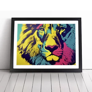 Löwe Abstrakt Gerahmt Leinwand Wandbild Kunstdruck Poster Bild, Wohndeko - Bild 1 von 8