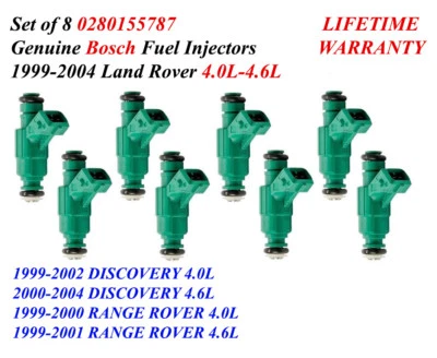 8X Inyectores de combustible originales Bosch para Range Rover Land Rover Discovery 4,0 L 4,6 L Foto 1 de 2