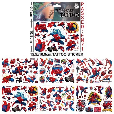 MARKENLOS Spider-Man Marvel Tatuaje Temporal Pegatinas Hojas Niños Fiesta de Cumpleaños Bolsa Regalo