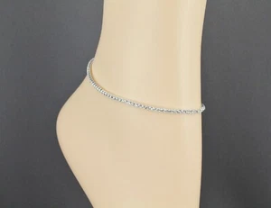 silver clear anklet crystal stretch ankle bracelet 8.5" stretchy beads bead gem - Picture 1 of 9