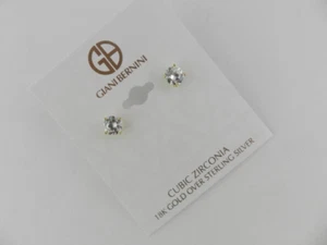 Giani Bernini Cubic Zirconia 18K Gold over Sterling Silver Earrings - New - Picture 1 of 2