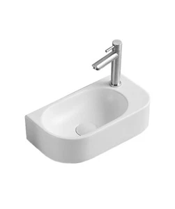 New Seima Wall Mount Ceramic Basin 400mm x 215mm Rectangular 1TH on Right Gloss  - Picture 1 of 2