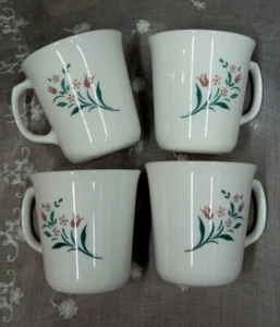 Vtg CORNING CORELLE USA ~ Lot/4 Coffee Tea Mugs / Cups ~ ROSEMARIE - Picture 1 of 7