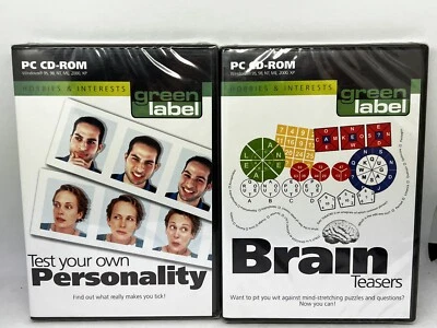 Green Label PC CD-ROM - Test Your Own Personality & Brain Teasers - New VTG - Image 1 of 4