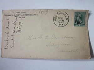 1889 US Postal History WOMAN'S CHRISTIAN TEMPERANCE NORTHFIELD VT COVER #213 - Picture 1 of 2