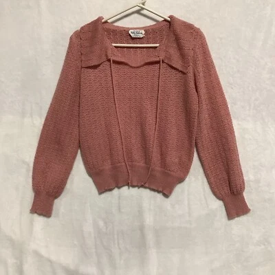 Suéter Tejido De Colección Completamente a la Moda Talla L Cuello Atado Puños Acanalados y Cintura Retro Abuela Foto 1 de 4