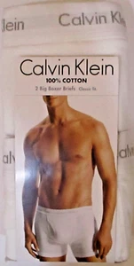 2 WHITE SIZE 3XL BIG 48-50 GENUINE CALVIN KLEIN COTTON BOXERS BRIEFS UNDERWEAR - Picture 1 of 10