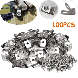 Metal Mesh Panel Securing Clips Fencing Wire Fence Fasteners Post Screws Clip - Picture 1 of 10