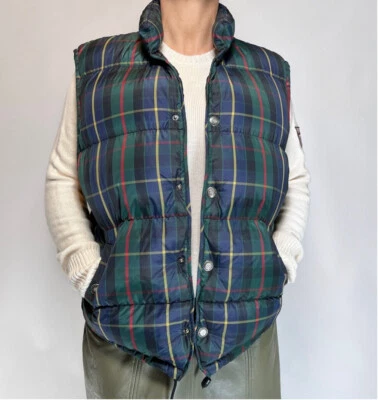 Chaleco de mujer Banana Republic verde a cuadros acolchado chaleco de plumas talla S Foto 1 de 4