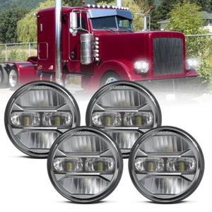 Chrome DOT 4PCS 5 3/4" 5.75" LED Headlights Amber DRL For Peterbilt Semi 349 359 - Bild 1 von 11
