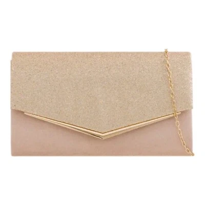 Women's Shiny Glitter Envelope Clutch Bag Handbag Shoulder Evening Wedding Purse - Image 1 of 4