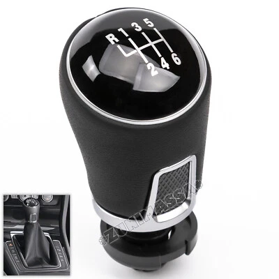 para VW GOLF 6 PASSAT JETTA CUERO PALANCA DE CAMBIO PERILLA 6 VELOCIDADES POMO - Imagen 1 de 3