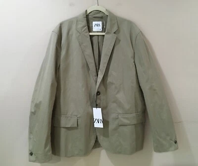 NUEVO Blazer Zara Para Hombres Mono Pecho Utilitario Traje Chaqueta Clásico Caqui Talla 46 Foto 1 de 4