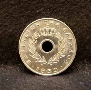 1959 Greece 20 lepta, King Paul, UNC details, KM-79 - Picture 1 of 6