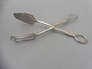 SILVER PLATED CAKE FOOD  SERVING TONGS - Picture 1 of 7