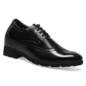 CHAMARIPA 3.9 INCH Height increase Oxford Elevator Dress Shoes Men Black leather - Picture 1 of 11
