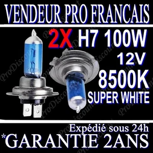 KIT DE 2 AMPOULE H7 100W 12V LAMPE HALOGENE PHARE D'ORIGINE SUPER WHITE XENON - Foto 1 di 3