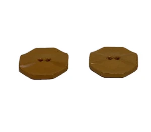Lot 2 Yellow Octagonal Patterned Bakelite Buttons - Picture 1 of 4