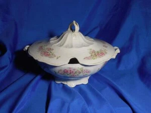 Antique Footed Soup Tureen  w Lid by East Palestine Pottery, 1880-1905 - Picture 1 of 7