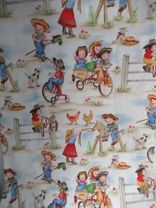Michael Miller "Lil' Cowgirls" VTG RARE Cotton Fabric Pattern # C-633 32"X22 - Picture 1 of 7