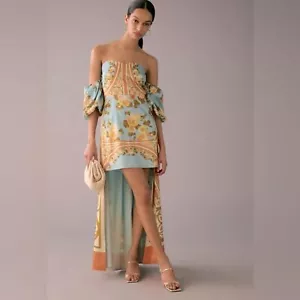 Anthropologie x Vineet Bahl Off/The Shoulder Printed Cape Dress Medium - Picture 1 of 13